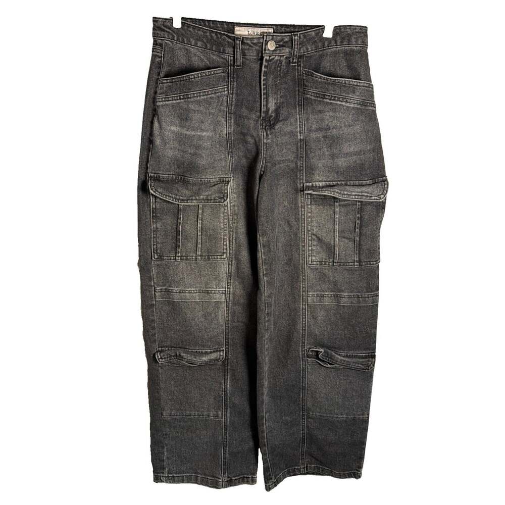Love Cult Cargo jeans Hi-rise wide leg Charcoal Jeans. W30”/L28” Grunge Skater